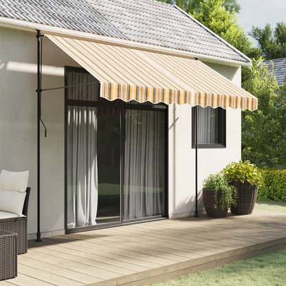 Tessuto Ricambio per Mantovana Tenda Righe Giallo e Grigio 3 m | homemem39