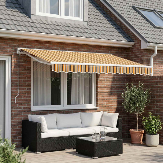 Tessuto Ricambio per Mantovana Tenda Righe Giallo Grigio 350 cm
