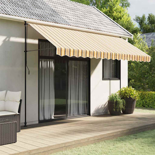 Tessuto Ricambio per Mantovana Tenda Righe Giallo e Grigio 4 m | homemem39
