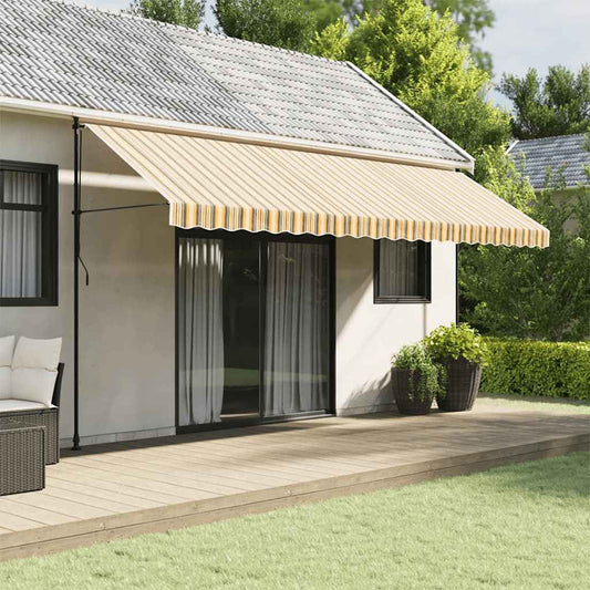 Tessuto Ricambio per Mantovana Tenda Righe Giallo e Grigio 5 m | homemem39