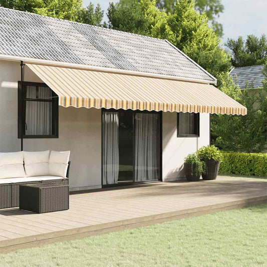 Tessuto Ricambio per Mantovana Tenda Righe Giallo e Grigio 6 m | homemem39
