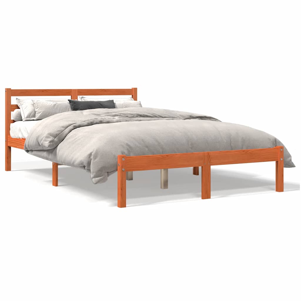 Letto senza Materasso Marrone Cera in Legno di Pino
