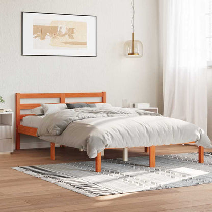 Letto senza Materasso Marrone Cera in Legno di Pino