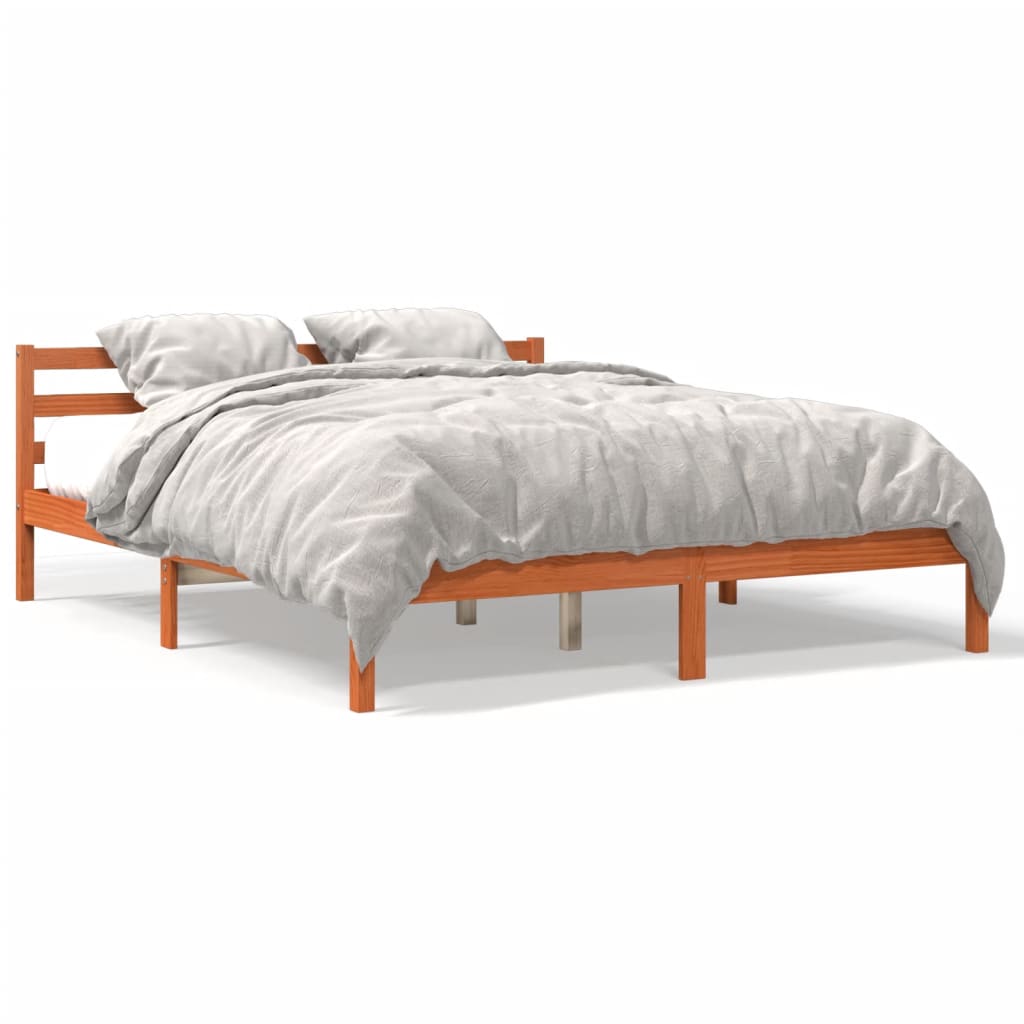Letto senza Materasso Marrone Cera 200x200 cm in Legno di Pino | homemem39