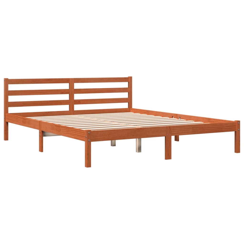 Letto senza Materasso Marrone Cera 200x200 cm in Legno di Pino | homemem39