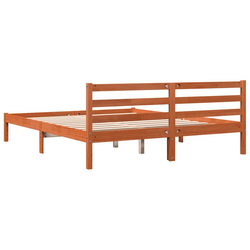 Letto senza Materasso Marrone Cera 200x200 cm in Legno di Pino
