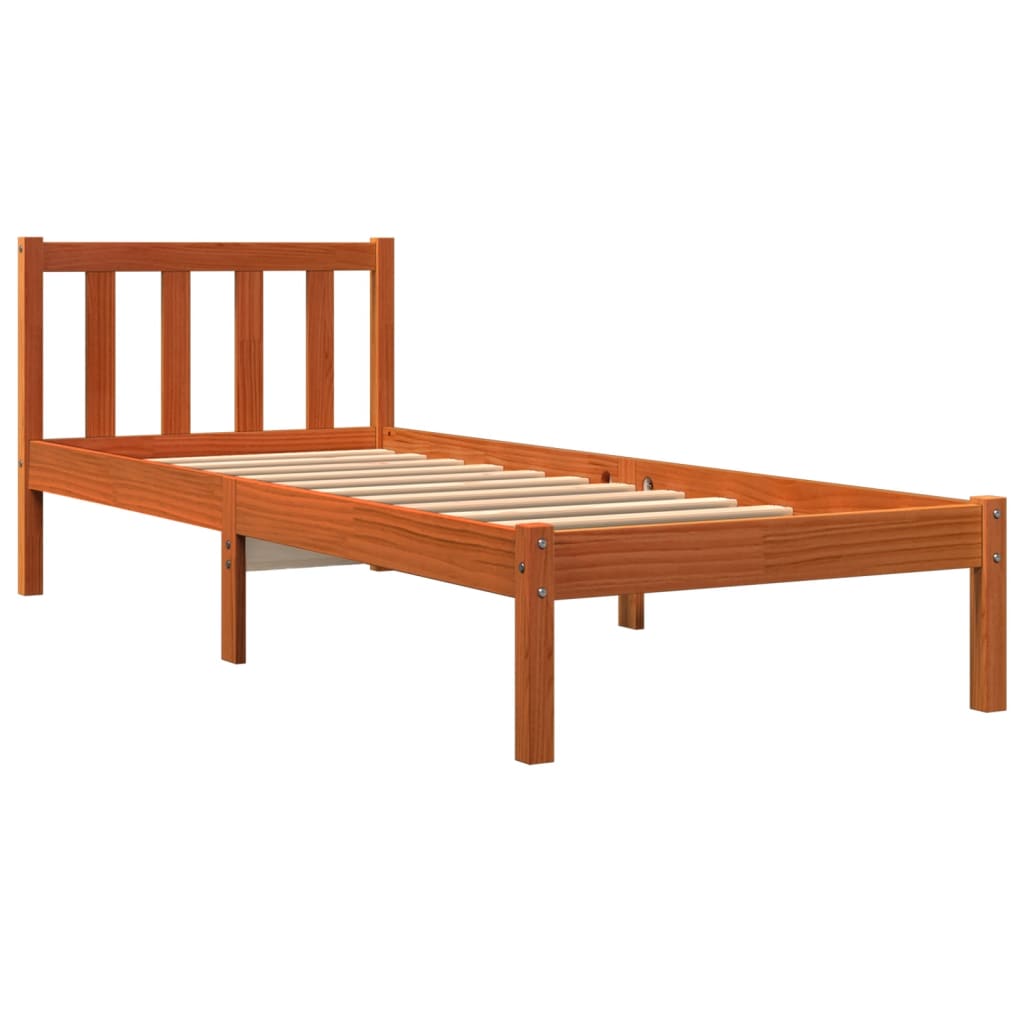 Letto senza Materasso Marrone Cera 90x190 cm in Legno di Pino - homemem39