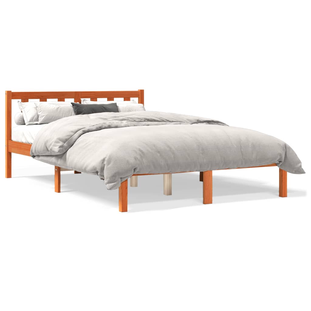 Letto senza Materasso Marrone Cera 135x190 cm in Legno di Pino - homemem39