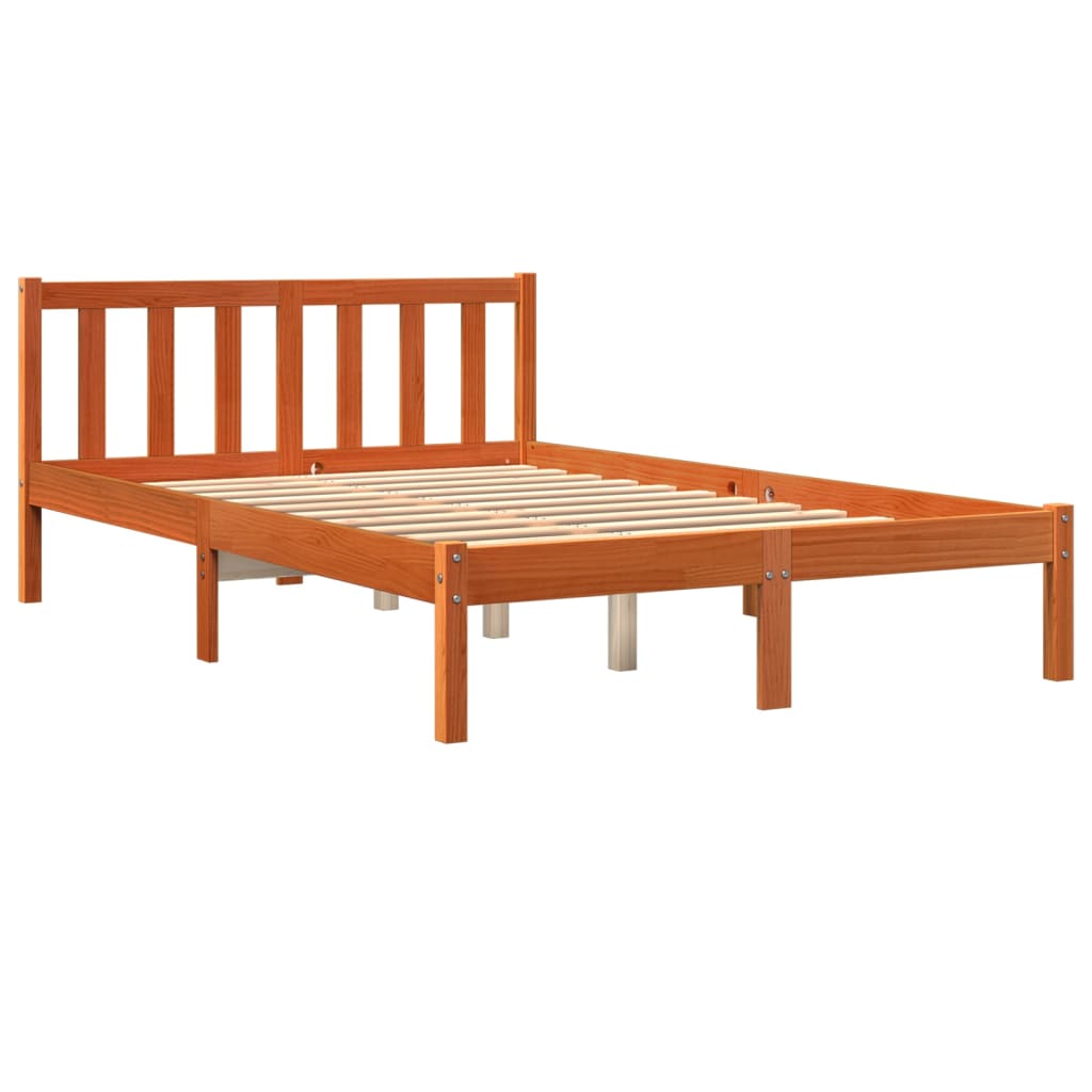Letto senza Materasso Marrone Cera 135x190 cm in Legno di Pino - homemem39