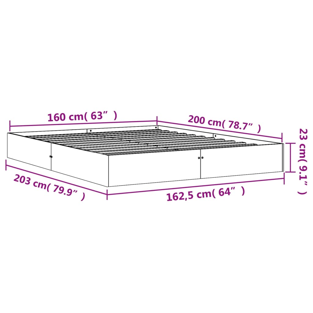 Giroletto senza Materasso Marrone Cera 160x200 cm Legno di Pino | homemem39
