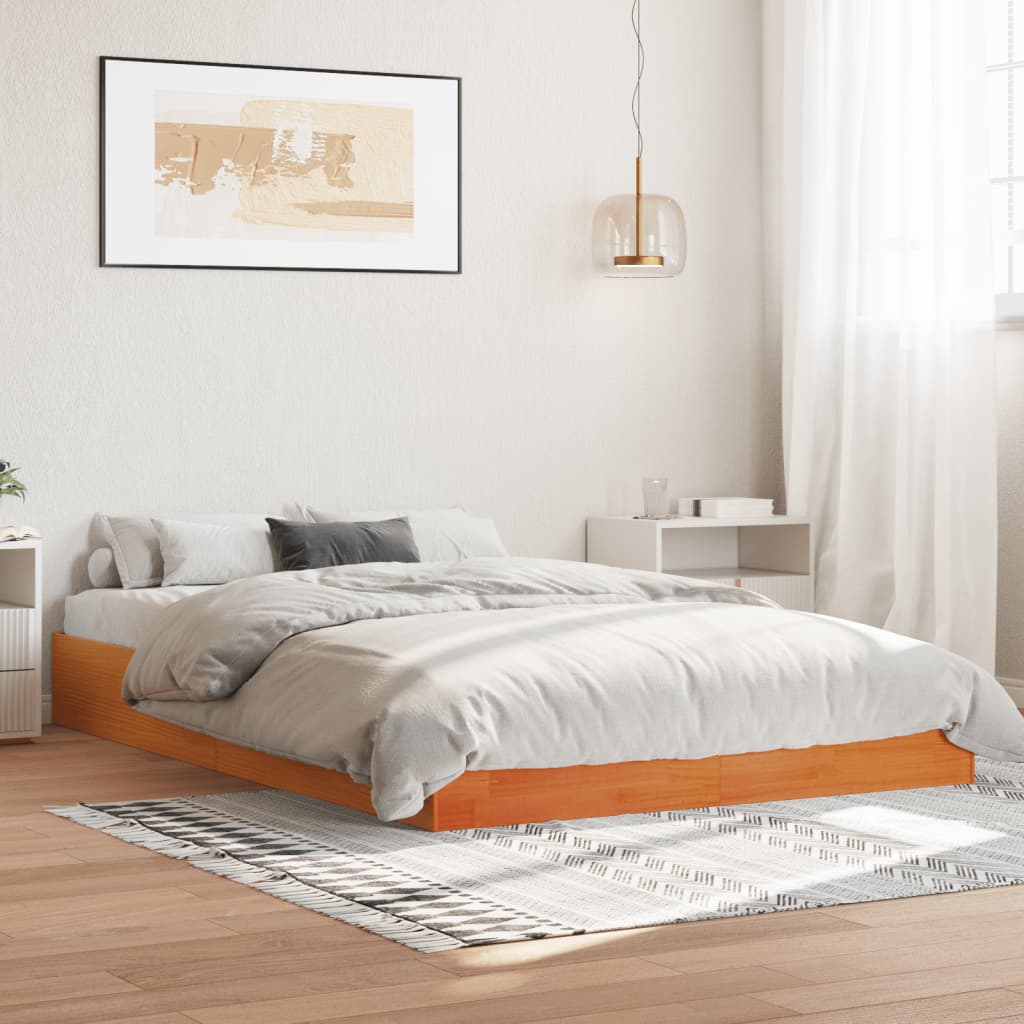 Giroletto senza Materasso Marrone Cera 160x200 cm Legno di Pino | homemem39