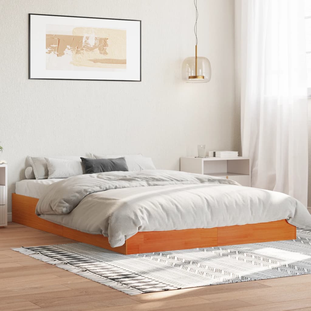 Letto senza Materasso Marrone Cera 120x190 cm in Legno di Pino - homemem39