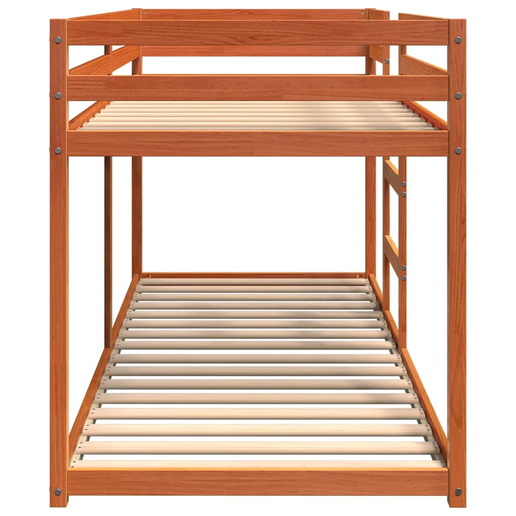 Letto a Castello Marrone Cera 80x200 cm in Legno di Pino | homemem39