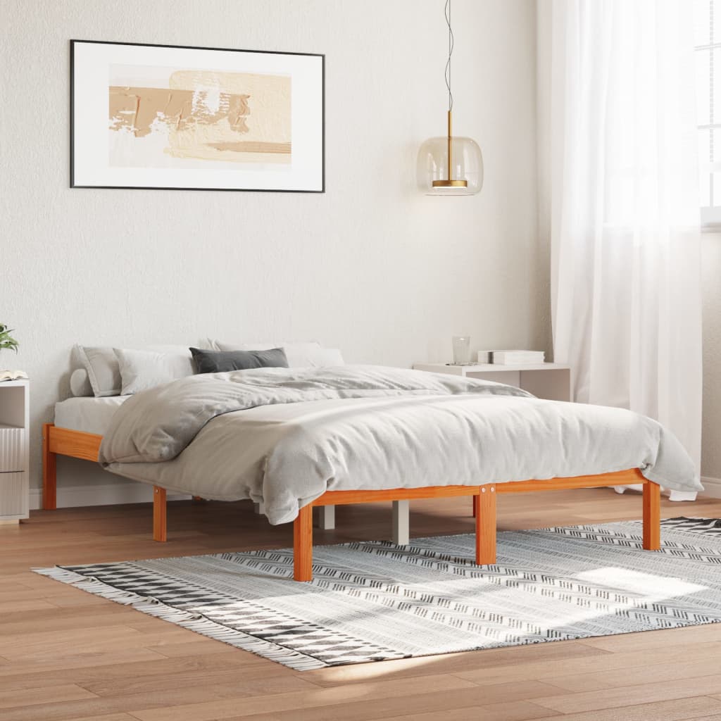 Letto senza Materasso Marrone Cera 135x190 cm in Legno di Pino - homemem39