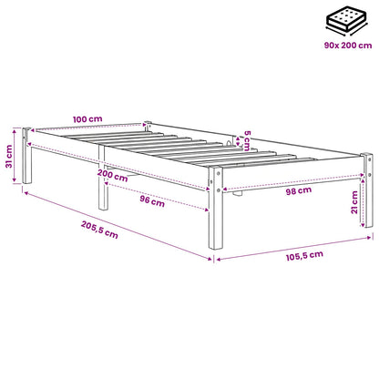 Giroletto senza Materasso Marrone Cera 100x200 cm Legno di Pino
