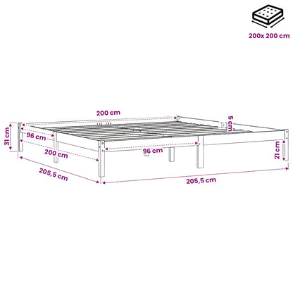 Giroletto senza Materasso Marrone Cera 200x200 cm Legno di Pino