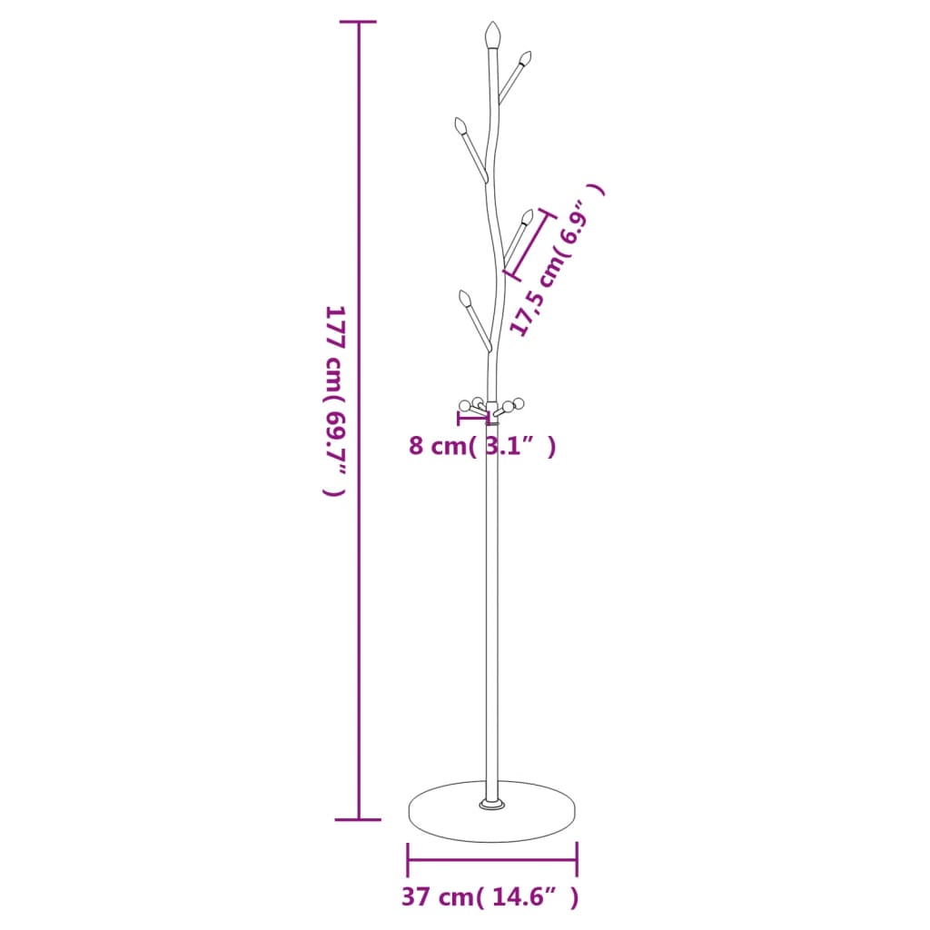 Appendiabiti Bianco 177 cm in Ferro Verniciato a Polvere