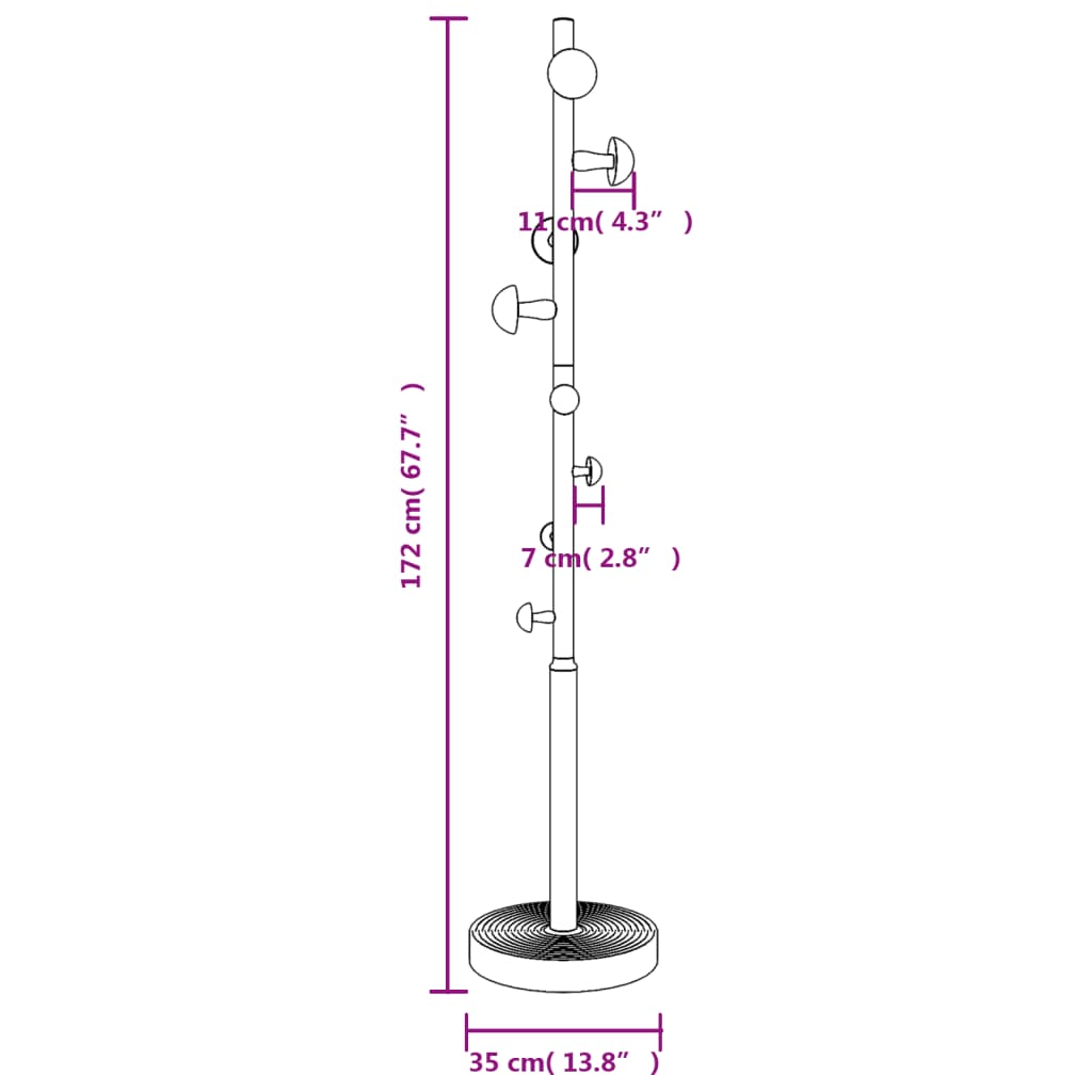 Appendiabiti Bianco 172 cm in Ferro Verniciato a Polvere