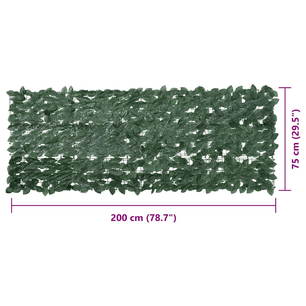 Paravento da Balcone con Foglie Verde Scuro 200x75 cm | homemem39