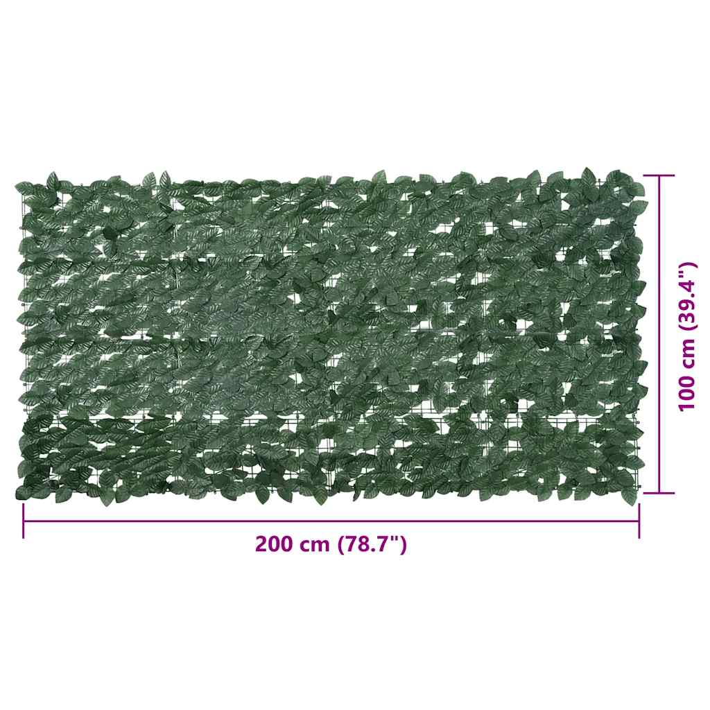 Paravento da Balcone con Foglie Verde Scuro 200x100 cm | homemem39