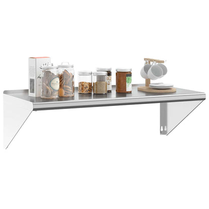 Mensola a Muro 100x45x31 cm Argento in Acciaio Inossidabile