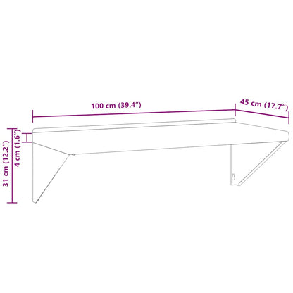 Mensola a Muro 100x45x31 cm Argento in Acciaio Inossidabile