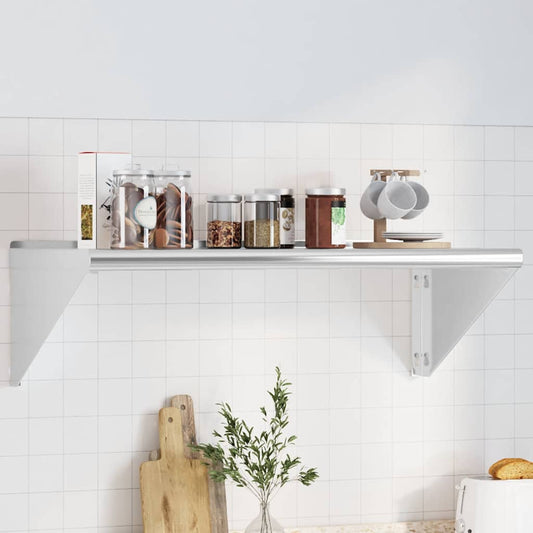 Mensola a Muro 100x45x31 cm Argento in Acciaio Inossidabile | homemem39