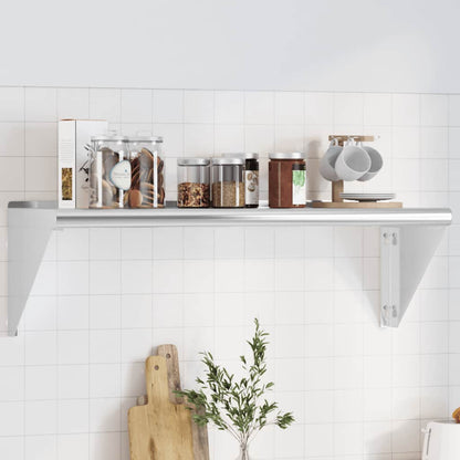 Mensola a Muro 100x30x31 cm Argento in Acciaio Inossidabile | homemem39
