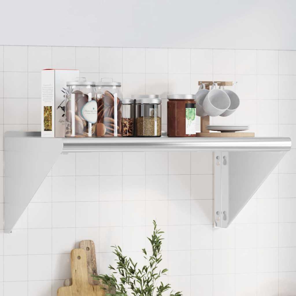 Mensola a Muro 75x45x31 cm Argento in Acciaio Inossidabile | homemem39