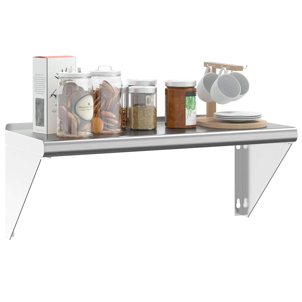 Mensola a Muro 75x30x31 cm Argento in Acciaio Inossidabile
