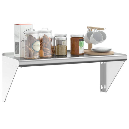 Mensola a Muro 75x30x31 cm Argento in Acciaio Inossidabile