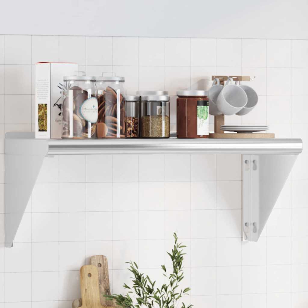 Mensola a Muro 75x30x31 cm Argento in Acciaio Inossidabile | homemem39