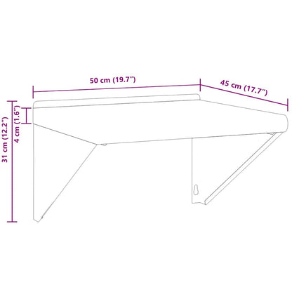 Mensola a Muro 50x45x31 cm Argento in Acciaio Inossidabile