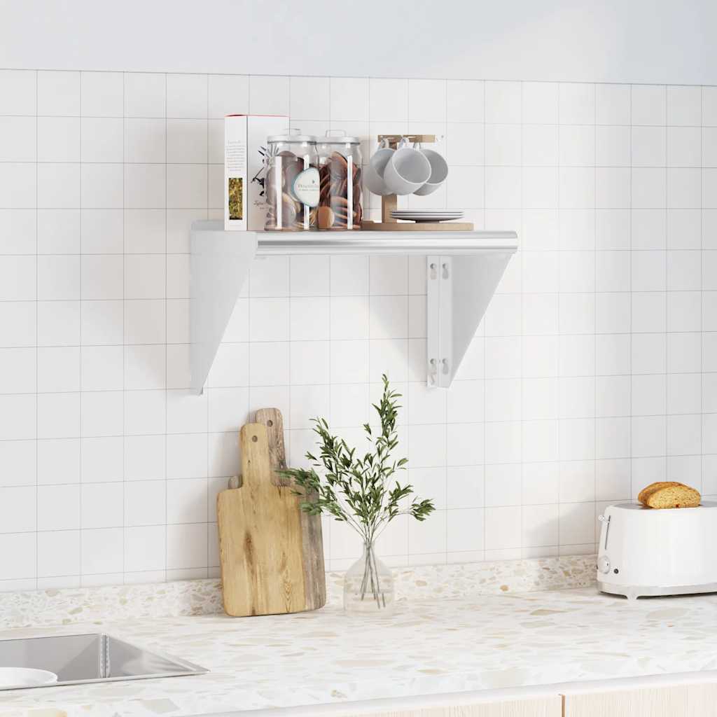 Mensola a Muro 50x30x31 cm Argento in Acciaio Inossidabile
