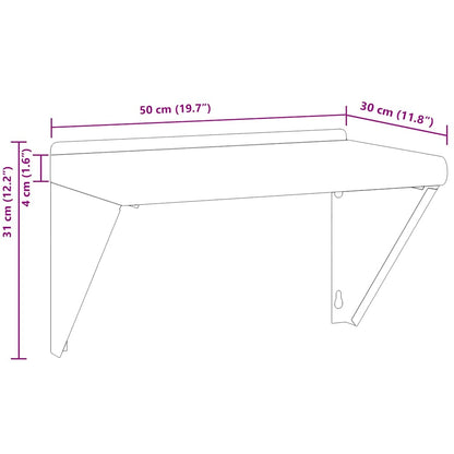Mensola a Muro 50x30x31 cm Argento in Acciaio Inossidabile