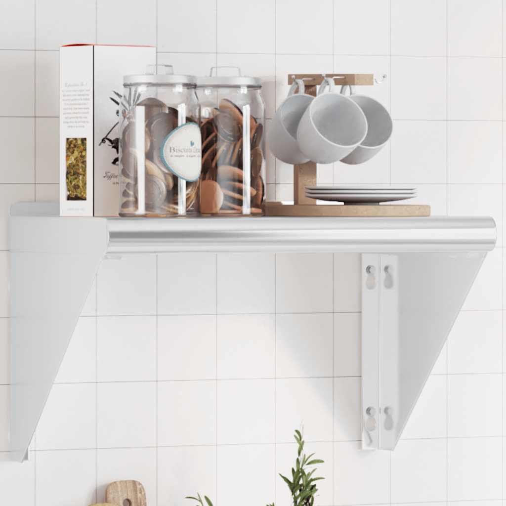 Mensola a Muro 50x30x31 cm Argento in Acciaio Inossidabile | homemem39