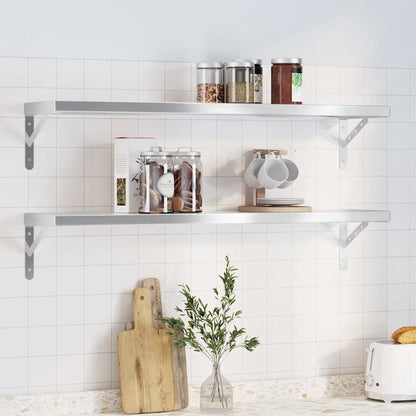 Mensole a Muro 2pz 100x23,5cm Argento in Acciaio Inossidabile | homemem39