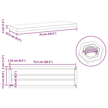 Mensole a Muro 2 pz 75x23,5cm Argento in Acciaio Inossidabile | homemem39