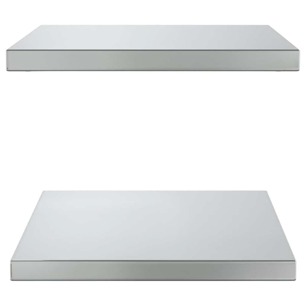 Mensole a Muro 2 pz 50x40 cm Argento in Acciaio Inossidabile | homemem39