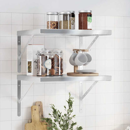 Mensole a Muro 2 pz 50x40 cm Argento in Acciaio Inossidabile | homemem39