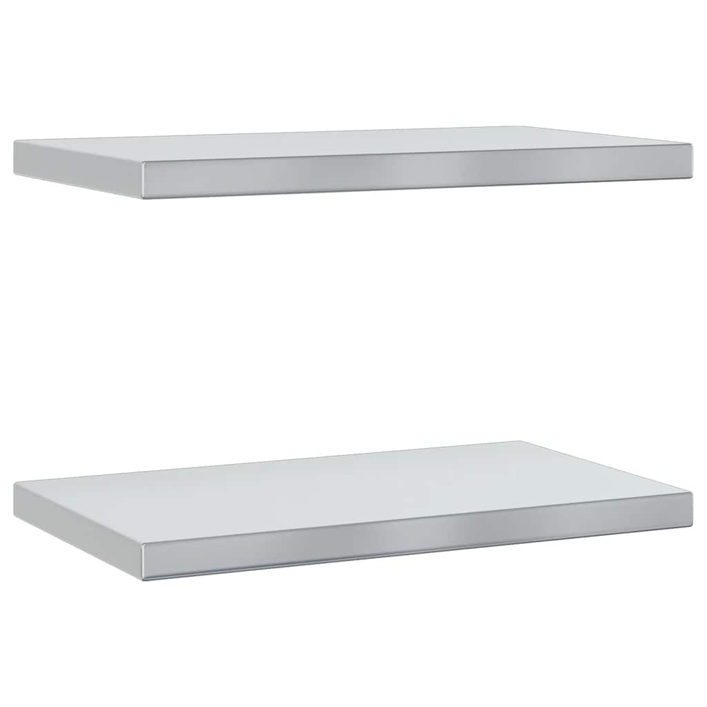Mensole a Muro 2 pz 50x30 cm Argento in Acciaio Inossidabile | homemem39