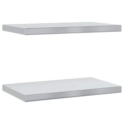 Mensole a Muro 2 pz 50x30 cm Argento in Acciaio Inossidabile | homemem39