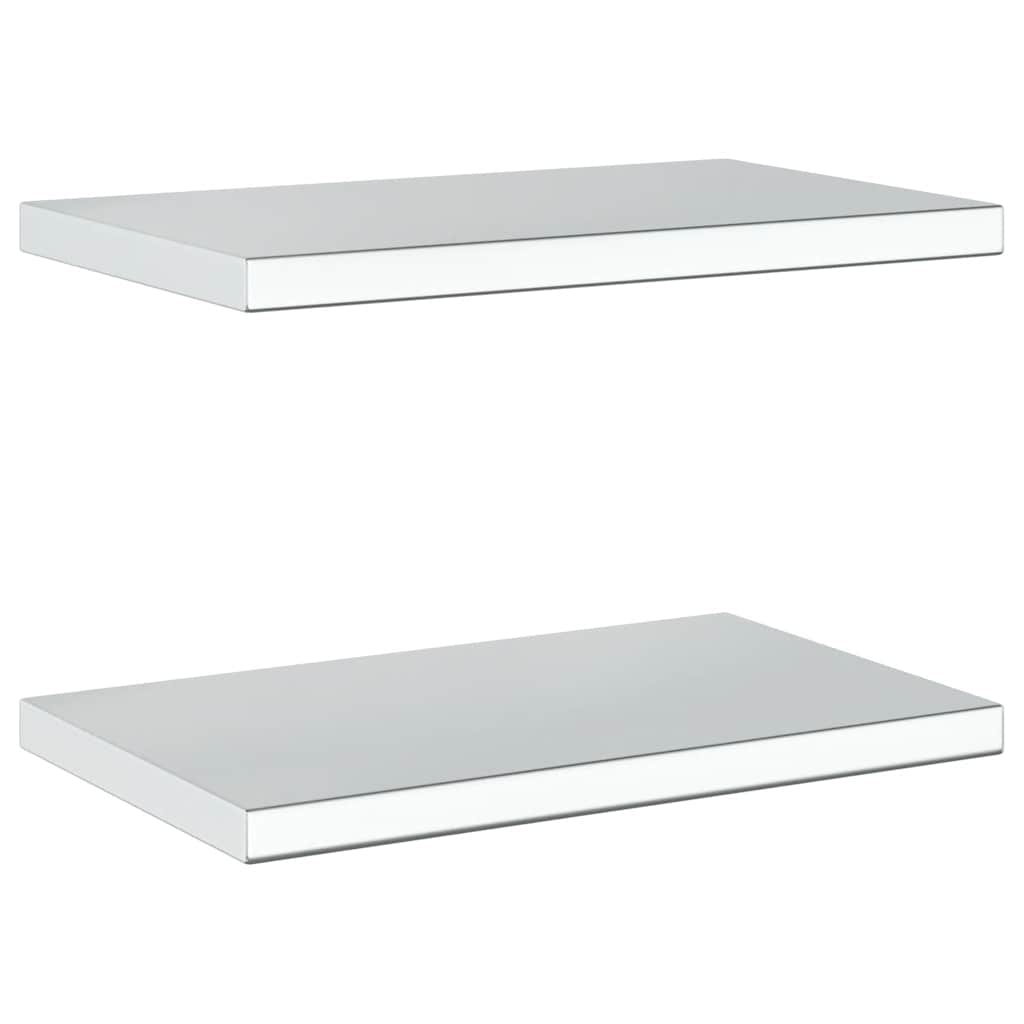 Mensole a Muro 2 pz 50x30 cm Argento in Acciaio Inossidabile | homemem39