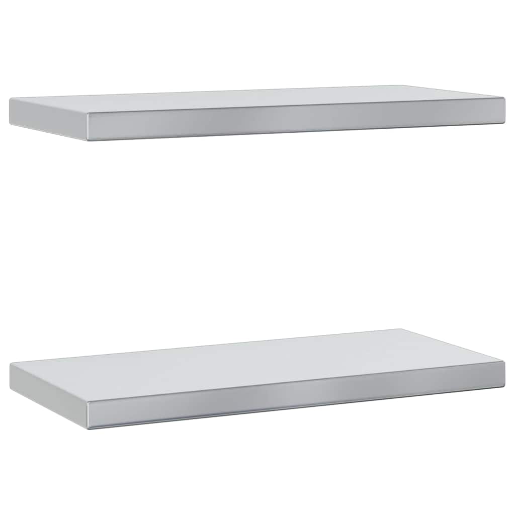 Mensole a Muro 2 pz 50x23,5cm Argento in Acciaio Inossidabile | homemem39