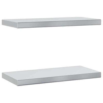 Mensole a Muro 2 pz 50x23,5cm Argento in Acciaio Inossidabile | homemem39