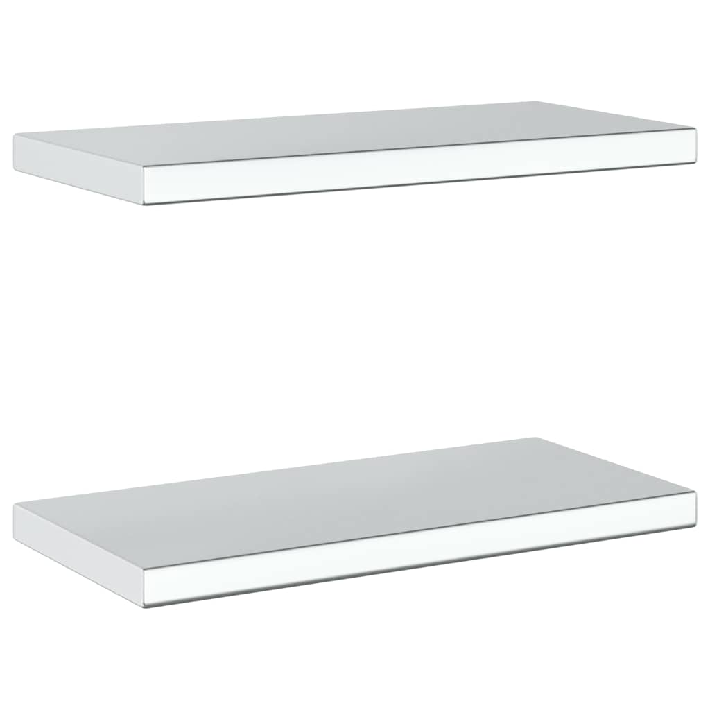Mensole a Muro 2 pz 50x23,5cm Argento in Acciaio Inossidabile | homemem39