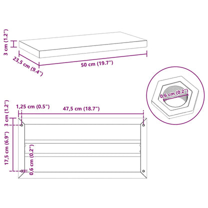 Mensole a Muro 2 pz 50x23,5cm Argento in Acciaio Inossidabile | homemem39