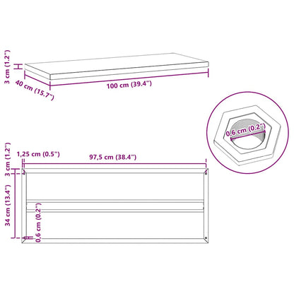 Mensole a Muro 2 pz 100x40 cm Nero in Acciaio Inossidabile | homemem39