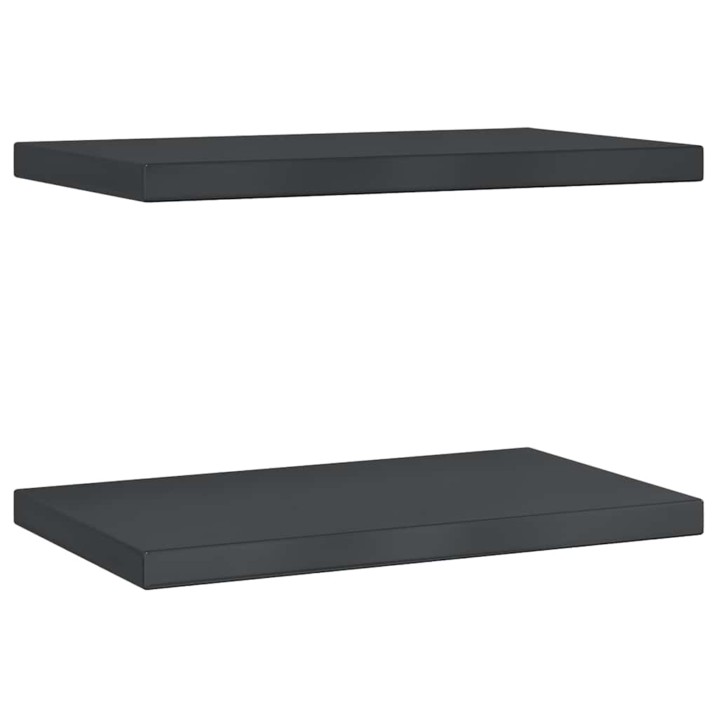 Mensole a Muro 2 pz 50x30 cm Nero in Acciaio Inossidabile | homemem39