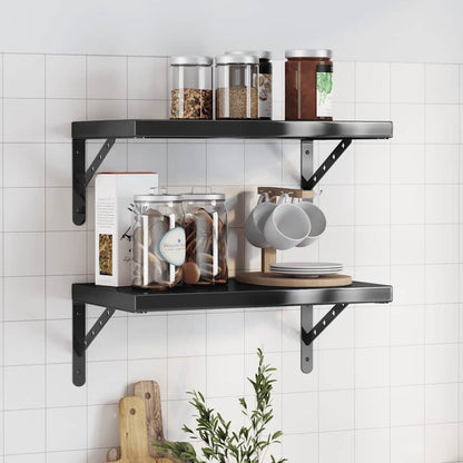 Mensole a Muro 2 pz 50x30 cm Nero in Acciaio Inossidabile | homemem39